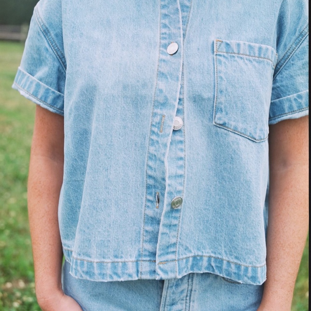 Parke Light Blue Denim Button-Up Shirt